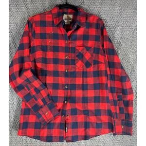Field & Stream Classic Flannel Shirt Red Navy Blue Plaid NEW / Women's Small
